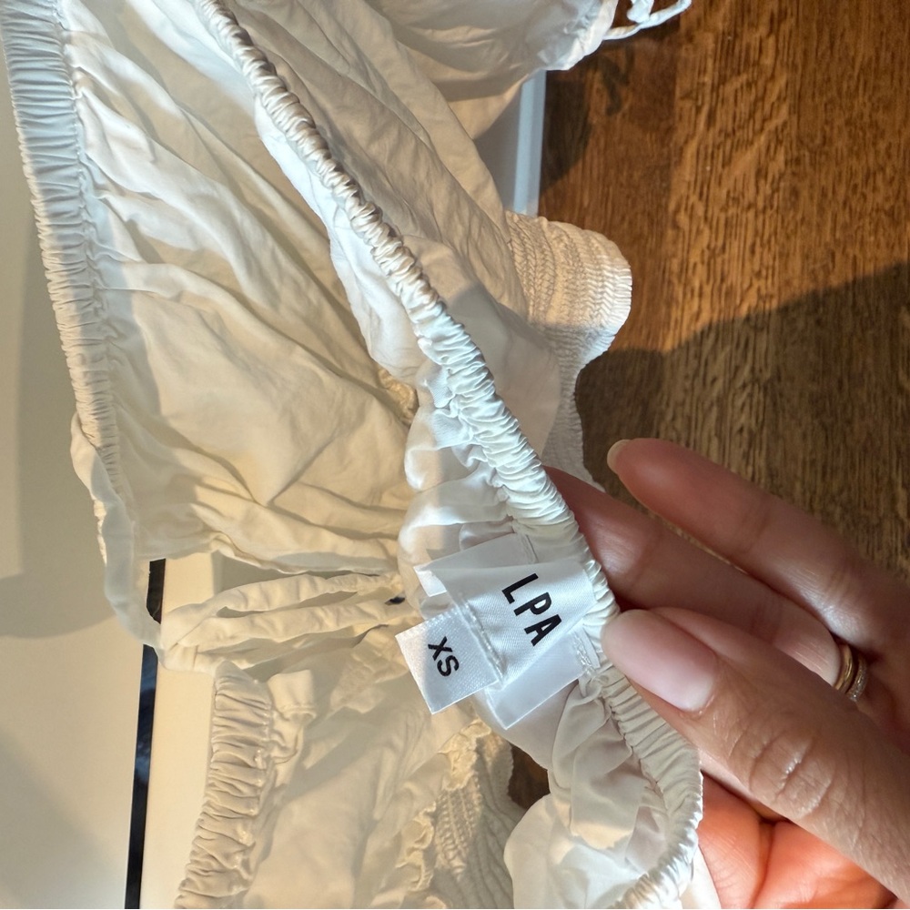 White Puff Sleeve Peasant Crop Top - Picture 5 of 5